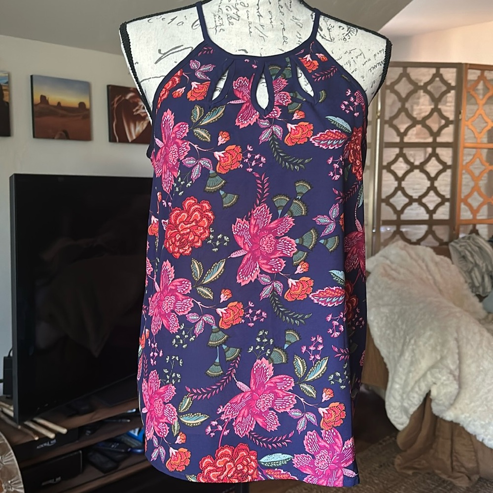 Navy/floral print Dressy Tank